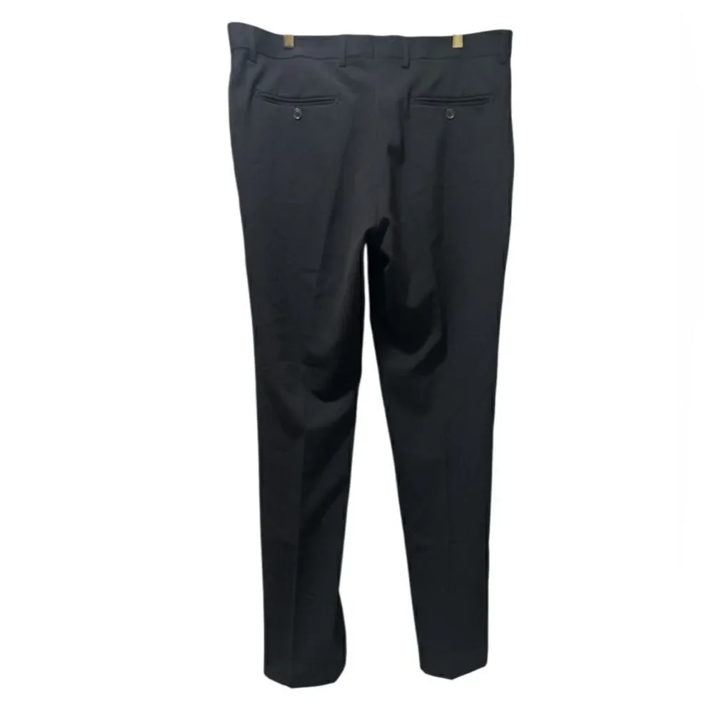 NEW Men's 37W x 34L Ultra Slim Fit Black Dress Pants Slacks Narrow Flat Front